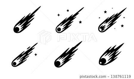 Assortment of Six Meteor and Shooting Star Silhouettes 138761119