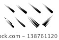Black Solid Meteor Shower Streak Silhouettes Set of Six on White Background 138761120