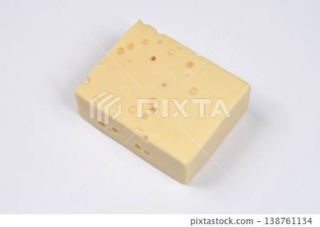 Block of Emmental cheese on white background 138761134