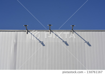 Industrial Building Roof Edge with Lighting Fixtures Industrial Building Roof Edge with Lighting Fixtures 138761167