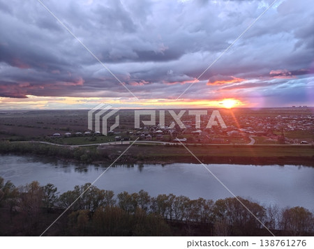 beautiful sunset over river beautiful sunset over river 138761276