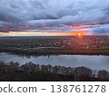 beautiful sunset over river 138761278