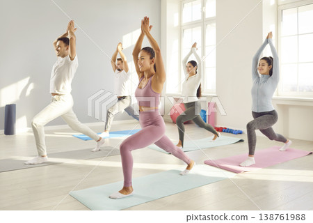 Group Yoga Session In The Gym Group Yoga Session In The Gym 138761988