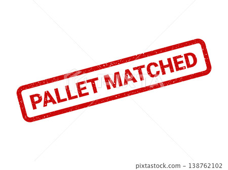 Red grunge rubber stamp impression with the text PALLET MATCHED indicating a successful verification process 138762102
