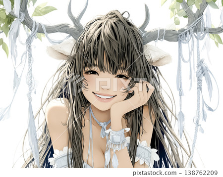 一隻微笑的麋鹿仙子 | 奇幻插畫 138762209