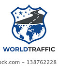 Globe road shield traffic logo 138762228