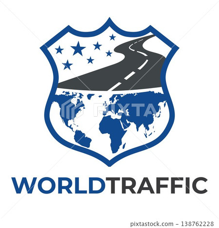 Globe road shield traffic logo 138762228