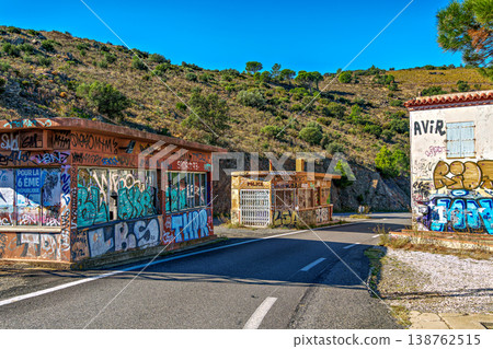 Coll del Belitres, Spain - Nov 03, 2025: Abandoned border station on Coll del Belitres, border between Spain and France 138762515