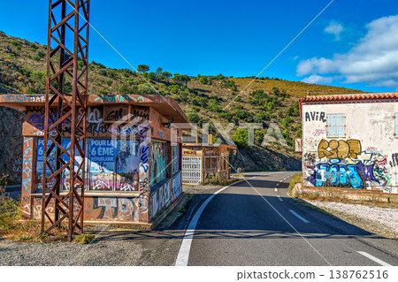 Coll del Belitres, Spain - Nov 03, 2025: Abandoned border station on Coll del Belitres, border between Spain and France Coll del Belitres, Spain - Nov 03, 2025: Abandoned border station on Coll del Belitres, border between Spain and France 138762516