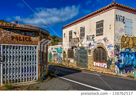 Coll del Belitres, Spain - Nov 03, 2025: Abandoned border station on Coll del Belitres, border between Spain and France 138762517