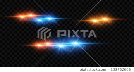Abstract glowing lens flares creating a dynamic light effect on black background 138762606