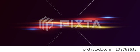 Abstract speed light trails creating dynamic motion background with neon glow 138762632