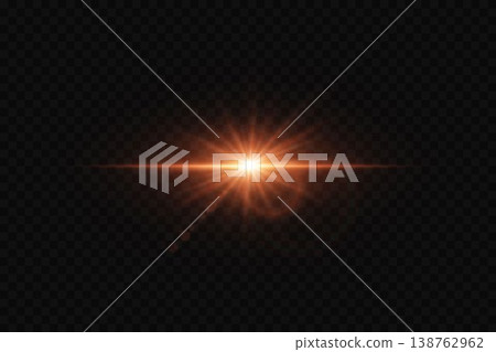 Warm orange light flare creating star glare effect with lens glow overlay 138762962