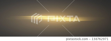 Golden horizontal light streak generating glowing lens flare line effect Golden horizontal light streak generating glowing lens flare line effect 138762971