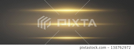 Golden light lines creating abstract lens flare effect and dynamic star glare 138762972
