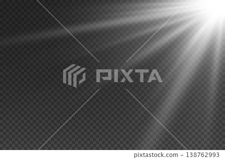 Bright light rays lens flare effect, glowing starburst on transparent background Bright light rays lens flare effect, glowing starburst on transparent background 138762993