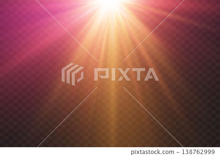 Light effect creating bright star glare with glowing ray explosion 138762999