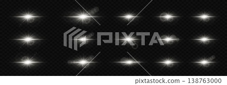 Light glare effects collection creating bright starbursts and horizontal flashes Light glare effects collection creating bright starbursts and horizontal flashes 138763000