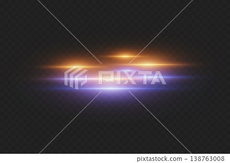 Dynamic light effect with glowing horizontal lines creating futuristic lens glare Dynamic light effect with glowing horizontal lines creating futuristic lens glare 138763008