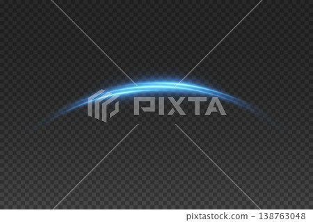 Glowing blue light trail illuminating dark space with speed and energy 138763048