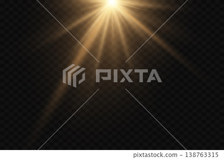 Golden light rays shining through, abstract sunbeam overlay effect background Golden light rays shining through, abstract sunbeam overlay effect background 138763315