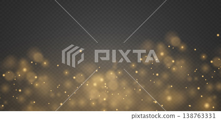 Golden glowing bokeh lights creating a magical sparkling dust effect overlay Golden glowing bokeh lights creating a magical sparkling dust effect overlay 138763331