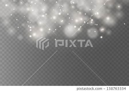 Falling white particles creating soft blurry shiny bokeh and light overlay effect Falling white particles creating soft blurry shiny bokeh and light overlay effect 138763334
