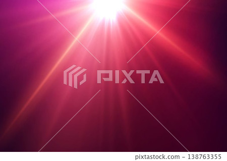 Bright lens flare with glowing rays on a deep magenta background 138763355