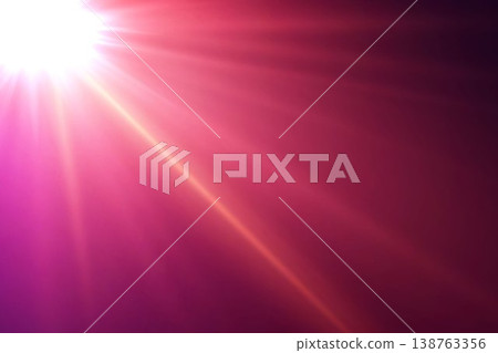 Lens flare shining light rays effect creating an abstract magenta background Lens flare shining light rays effect creating an abstract magenta background 138763356