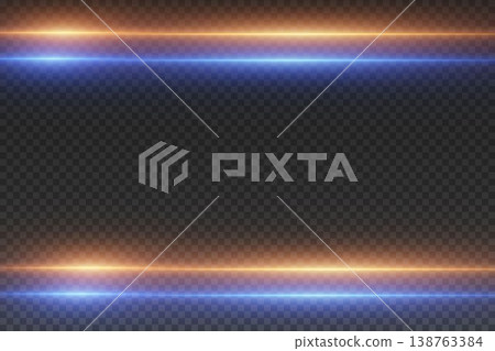 Glowing parallel blue and orange light lines creating a futuristic energy frame Glowing parallel blue and orange light lines creating a futuristic energy frame 138763384