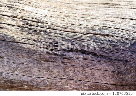 Closeup of wood. Aged wood grain with features. Natural wood surface with rings and textures Closeup of wood. Aged wood grain with features. Natural wood surface with rings and textures 138763533
