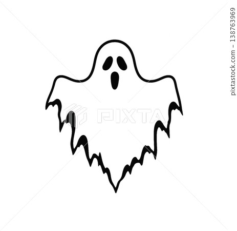 Cartoon ghost illustration isolated on transparent background 138763969