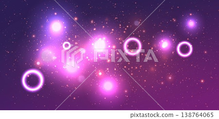 Abstract cosmic stream of glowing neon rings and sparkling particles Abstract cosmic stream of glowing neon rings and sparkling particles 138764065