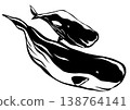 一幅剪紙拼貼畫，描繪了一頭抹香鯨母子，令人舒緩的海洋生物。 138764141