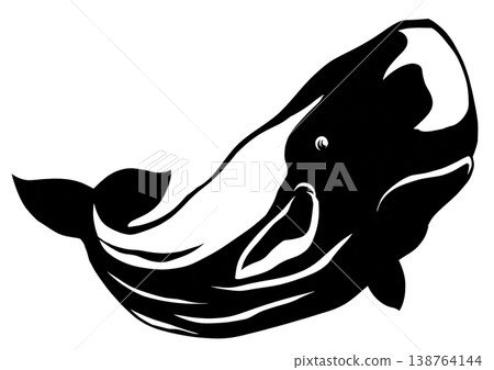 A paper-cut collage illustration of a sperm whale, whose natural enemy is orcas and whose favorite food is the giant squid. A paper-cut collage illustration of a sperm whale, whose natural enemy is orcas and whose favorite food is the giant squid. 138764144