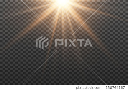Glowing light rays creating a solar flare effect on transparent background Glowing light rays creating a solar flare effect on transparent background 138764167