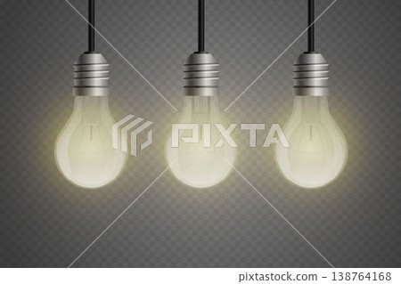 Glowing light bulbs illuminating a conceptual idea, technology, and electric power Glowing light bulbs illuminating a conceptual idea, technology, and electric power 138764168