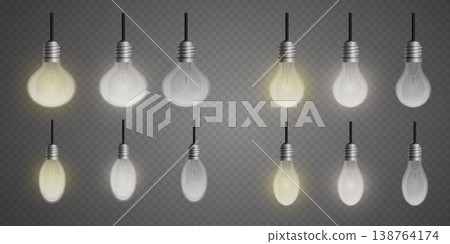 Illuminating various light bulbs, choosing between on or off, generating electricity 138764174