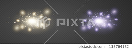 Glowing light effect exploding on transparent background, adding sparkle and magic 138764182