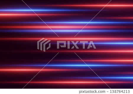 Blue and red neon light stripes glowing creating a high tech abstract background 138764213