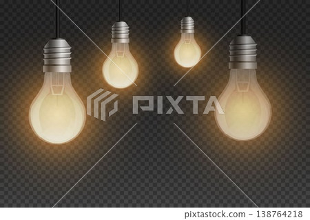 Glowing light bulbs illuminating dark space, generating creative idea and energy concept 138764218