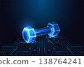 AI Fitness and Digital Health Concept with Glowing Dumbbell on Circuit Board, Vector Illustration 138764241