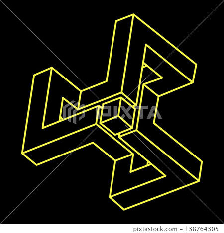 Impossible optical illusion shapes. Optical art objects. Sacred geometry. Impossible figures. Line art. Escher paradox. Impossible optical illusion shapes. Optical art objects. Sacred geometry. Impossible figures. Line art. Escher paradox. 138764305