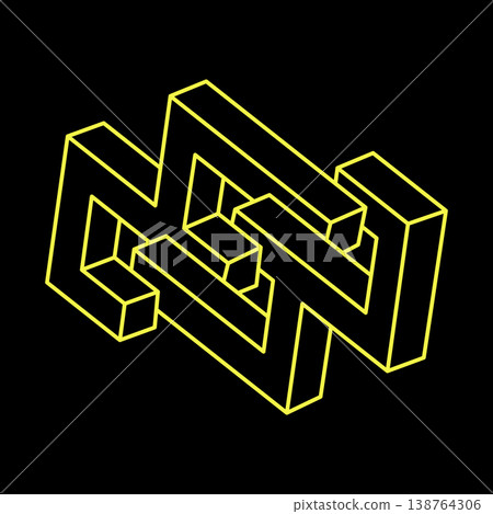 Impossible shapes logo design, optical illusion objects. Optical art. Sacred geometry figures. Escher paradox.  138764306