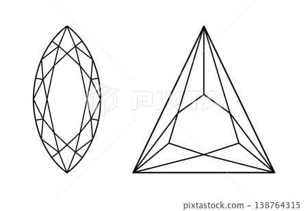 Marquise, Triangular diamond cut shape icons. Design simple diagram. Brilliant Marquis, Trillion cut set. Precious gemstone outline icon for jewellery design, branding, packaging, logotype, web, app. Marquise, Triangular diamond cut shape icons. Design simple diagram. Brilliant Marquis, Trillion cut set. Precious gemstone outline icon for jewellery design, branding, packaging, logotype, web, app. 138764315