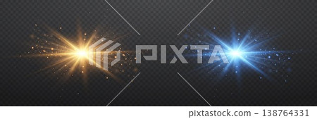 Two distinct light effects creating a vibrant glow and lens flare 138764331