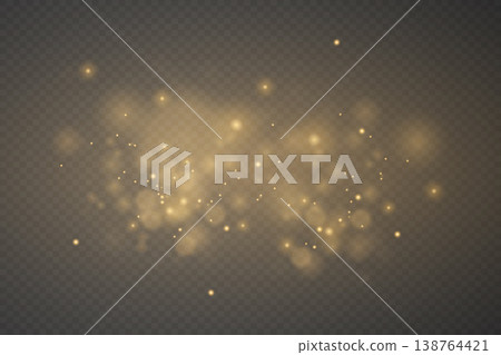 Golden glowing particles and diffusing bokeh lights creating a shimmering overlay Golden glowing particles and diffusing bokeh lights creating a shimmering overlay 138764421
