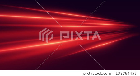 Red light trails creating abstract speed lines on dark background 138764455