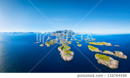 Aerial drone view of Henningsvaer village in Lofoten islands, Norway. Aerial drone view of Henningsvaer village in Lofoten islands, Norway. 138764496
