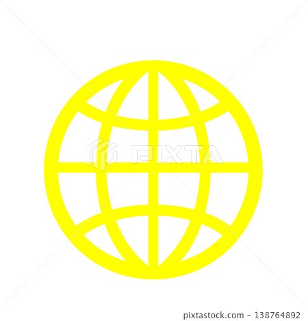一個地球圖示(黃色),代表連結世界的網路。 一個地球圖示(黃色),代表連結世界的網路。 138764892